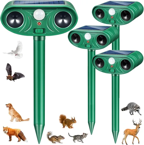 Repelente solar ultrasónico de animales mejorado 2026 activado por movimiento, disuasorio para gatos al aire libre con frecuencia ajustable
