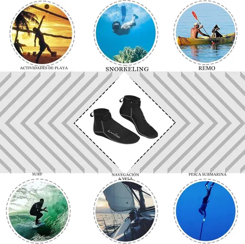 Miniatura 5 de Calcetines de agua de neopreno, calcetines de playa tipo botines de 0.118 pulgadas, con costuras invisibles antideslizantes para traje de neopreno