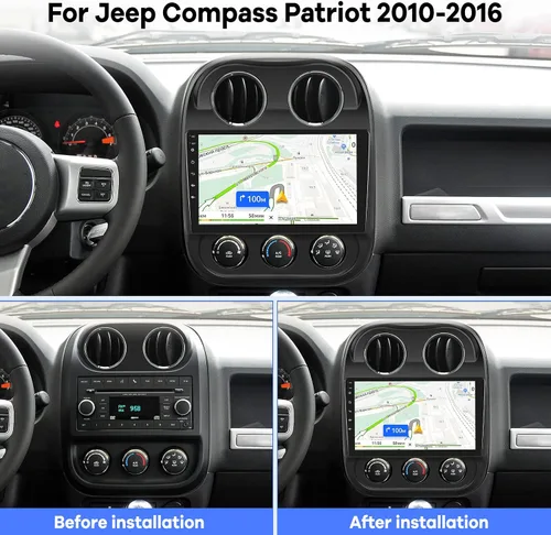 Miniatura 2 de [2G+32G] Radio de coche para Jeep Compass Patriot 2010-2016, 10.1 pulgadas Android 11 pantalla táctil estéreo, Carplay/Android Auto/Mirror