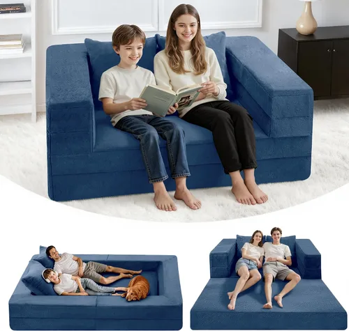 Miniatura 19 de Cama humana gigante para perro, cama 3 en 1 para perro de tamaño humano con funda de piel sintética lavable, cama grande plegable humana para Blanco