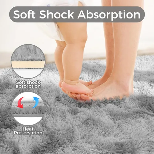 Miniatura 4 de Alfombra ultra suave para sala de estar, alfombra mullida de área 4X6 para dormitorio, alfombras modernas de pelo largo, alfombra suave