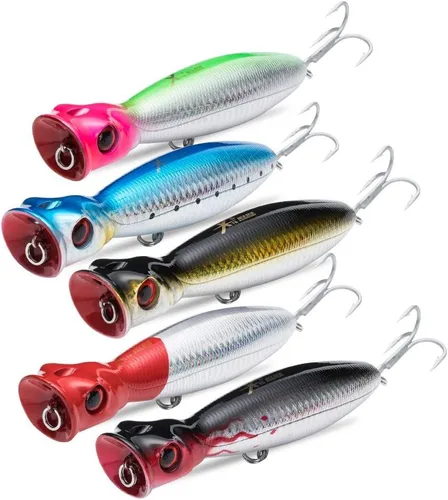 Miniatura 9 de KINGDOM 5 Colores Big Splash Long Casting Popper Pesca Señuelos 9.5/16/1.27 oz Flotante Agua Pesca Plugs 80/100/5.118 in Ruido Mejorado 3D Simulado
