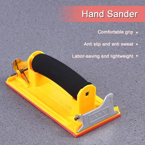 Miniatura 4 de Lijadora de mano, soporte para papel de lija con mango de esponja, bloque de lijado manual de 7 x 3.5 pulgadas para paneles de yeso, madera, metal
