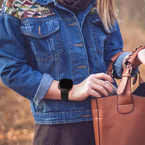 Miniatura 3 de Amzpas Bandas compatibles con Fitbit Versa 3/4 Fitbit Sense/Sense 2, correa magnética ajustable de acero inoxidable transpirable para Fitbit Versa