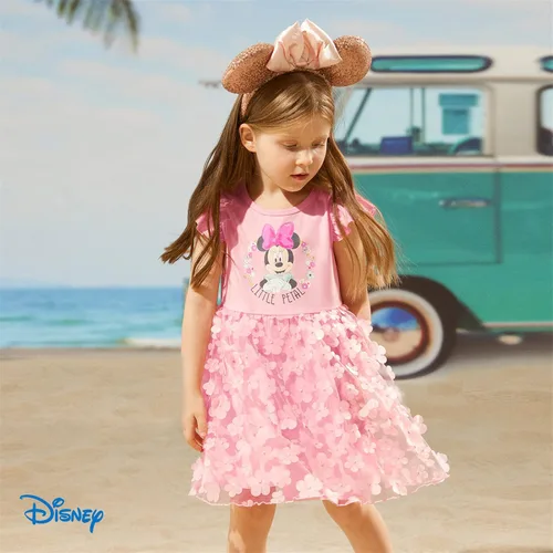 Miniatura 2 de Disney Frozen Elsa Princesa Cenicienta Ariel Jazmín Rapunzel Vestido para bebéniña, Vestido de manga larga con volantes y superposición de malla