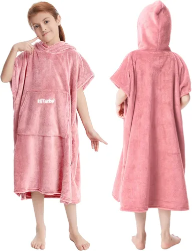 Miniatura 10 de Hiturbo Toalla para niños cambiadora: toallas de baño de felpa suave, sudadera con capucha cálida de forro polar coral, poncho de surf de natación
