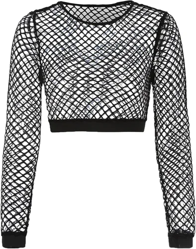 Miniatura 4 de Nihsatin - Blusa de manga larga, con malla de rejilla elástica, transparente