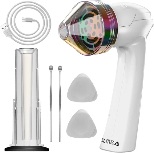 Mamba Molinillo de especias eléctrico XL, recargable por USB, con una sola mano, para hierbas y especias con dientes de aluminio, molinillo de Blanco