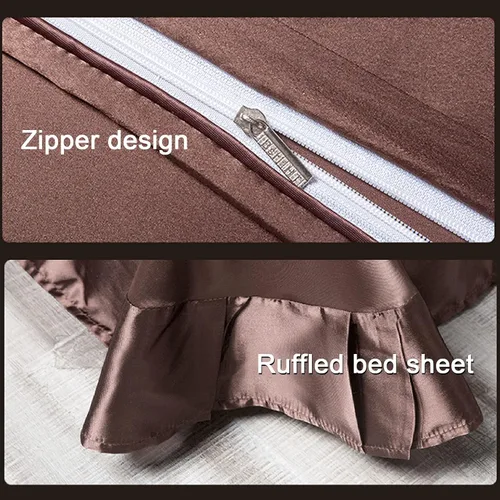 Miniatura 2 de OGI18-001 - Juego de funda de edredón de seda satinada, bicolor, con cremallera, 4 piezas, funda de edredón para cama doble, estampado de leopardo