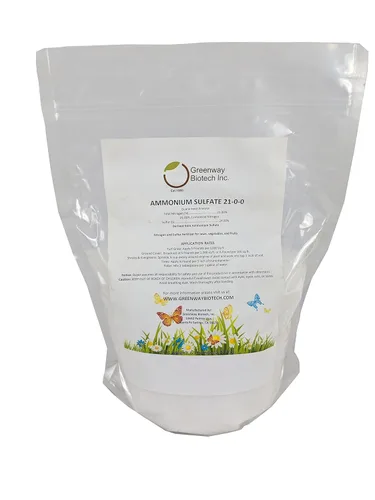 Greenway Biotech Fertilizante de sulfato de amonio 21-0-0 | 21% nitrógeno + 24% azufre | Reduce el pH del suelo | para arándanos, azaleas y césped |