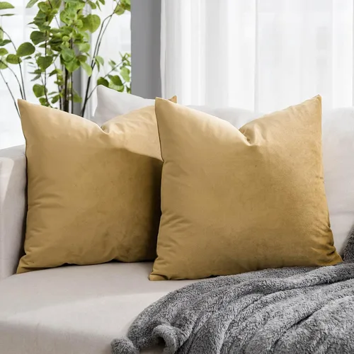 Miniatura 36 de Juego de 2 fundas de almohada decorativas de terciopelo de 14 x 14 pulgadas con cremallera, fundas de cojín cuadradas suaves y lisas de lujo
