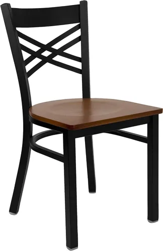 Miniatura 11 de Flash Furniture Serie Hércules Silla de metal para restaurante con respaldo "X", silla moderna tapizada sin apoyabrazos para restaurantes y cocinas
