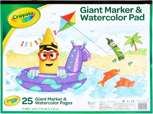 Crayola Bloc Gigante de Marcadores y Acuarelas, Suministros de Arte para Niños, Regalo, Blanco incluye 1 Bloc (25 hojas)