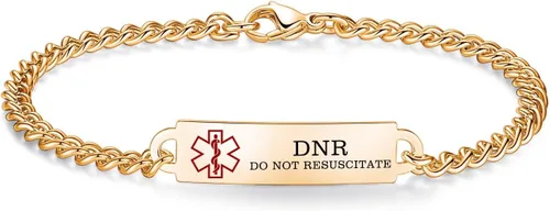 Miniatura 110 de Pulseras de identificación de alerta médica de 6.5 "-8.5" para mujeres, pulseras de emergencia médica de acero inoxidable, grabado gratuito