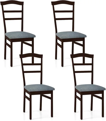 Miniatura 12 de GOFLAME Juego de 2 sillas de comedor de madera, sillas de cocina tapizadas con asiento acolchado y respaldo en forma de X, sillas laterales sin