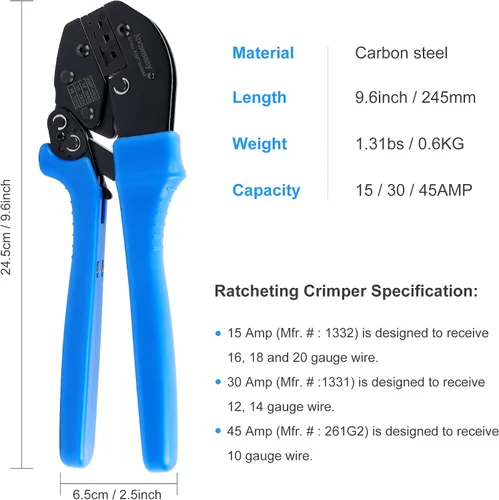 Miniatura 3 de Knoweasy Engarzadora Powerpole, herramienta de crimpado de amplificador para conectores de 15, 30 y 45 amperios, herramienta de crimpado Powerpole