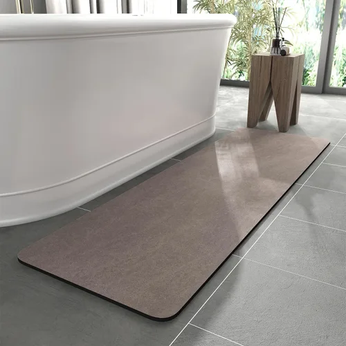 Miniatura 23 de MontVoo -Tapete de baño-Alfombras de baño delgadas antideslizantes para debajo de la puerta- Superficie de gamuza sintética absorbente, de secado