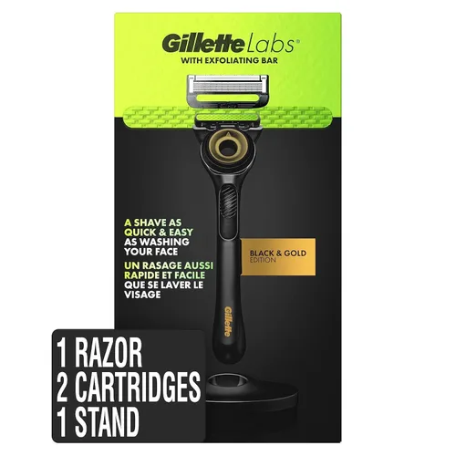 Miniatura 11 de Gillette Labs - Maquinilla de afeitar para hombre, incluye 1 mango, 2 repuestos de cuchilla de afeitar, 1 soporte magnético de alta calidad Plateado