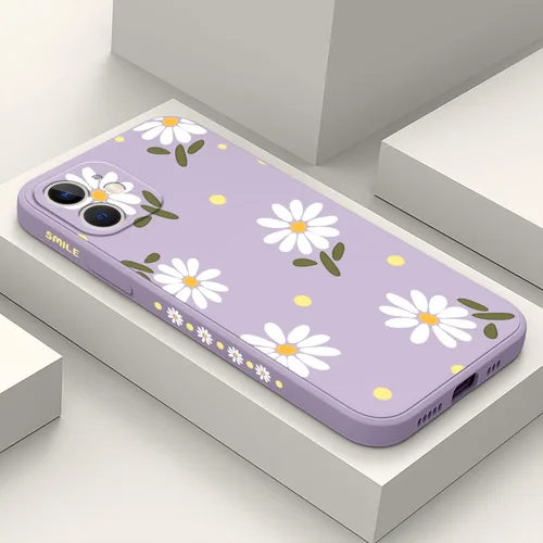 Miniatura 32 de LEECG Funda para iPhone 12 Mini, diseño creativo con estampado floral, funda antiarañazos de microfibra suave, funda de silicona líquida para Negro