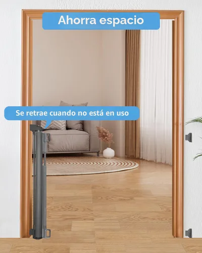 Miniatura 4 de Veraste Puerta retráctil para bebés para puertas y escaleras, puerta de seguridad de malla para mascotas, uso en interiores y exteriores, operación