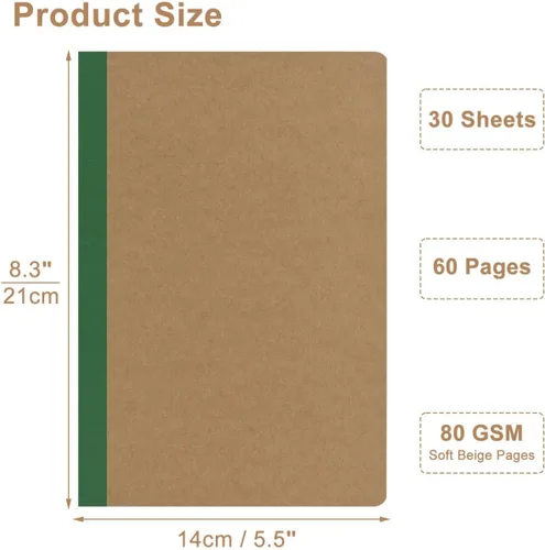 Miniatura 3 de ZCZN Paquete de 8 cuadernos rayados coloridos a granel, diarios A5 con 8 colores, 60 páginas/30 hojas, 8.3 x 5.5 pulgadas, papel rayado