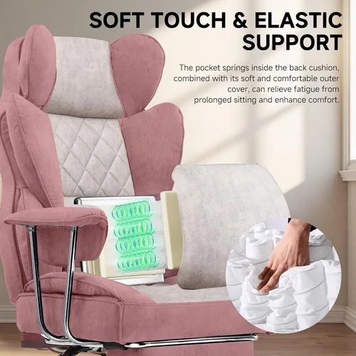 Miniatura 4 de COMHOMA Silla de Juegos Grande y Alta con Soporte Lumbar de Resorte de Bolsillo, Silla de Oficina Ergonómica con Reposapiés, Silla de Escritorio