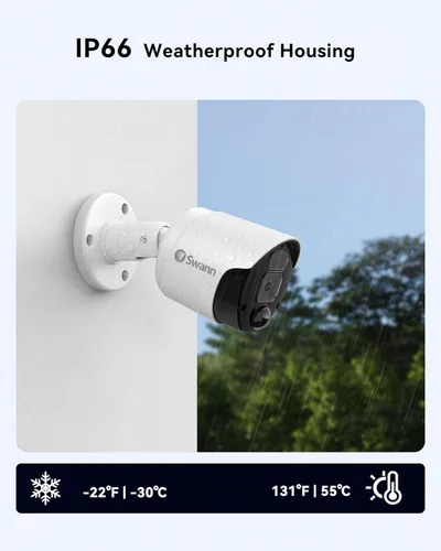 Miniatura 3 de Cámara de seguridad adicional Swann NVR para grabadores NVR CCTV PoE cableados, video 4K Ultra HD, vigilancia interior/exterior, luces sensor