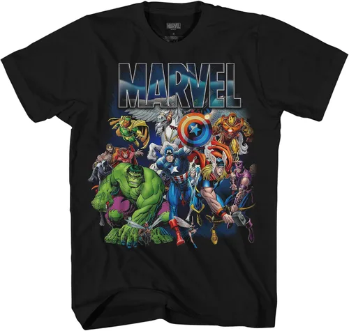 Miniatura 3 de Marvel with Wings - Camiseta gráfica para hombre, Negro