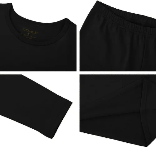 Miniatura 6 de ViCherub - Conjunto de ropa interior térmica para niñas con forro polar, calzoncillos largos, capa base, parte superior e inferior para invierno frío