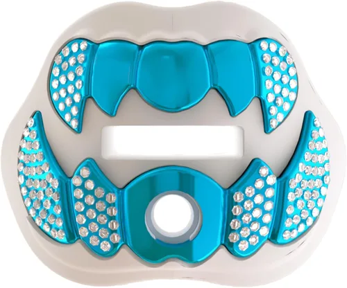 Miniatura 16 de LeCool Protector bucal de fútbol con correa conectada, 3D Beast Chrome, protector bucal para adultos y jóvenes, pieza para deportes para máximo