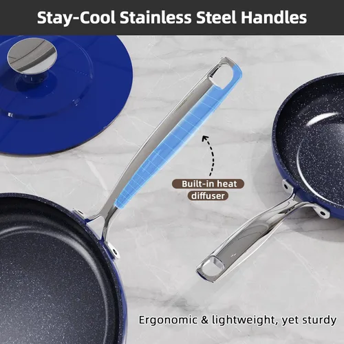 Miniatura 7 de Nuwave Lux - Juego de utensilios de cocina ligeros forjados de 13 piezas, sin PFAS, revestimiento de cerámica saludable G10 Duralon, ultra Azul
