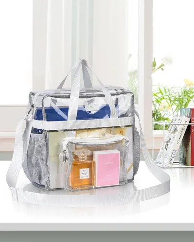 Miniatura 94 de MAY TREE Bolsa transparente para eventos en estadios de 12 x 6 x 12 pulgadas, bolsa de almuerzo transparente con correas reforzadas para trabajo