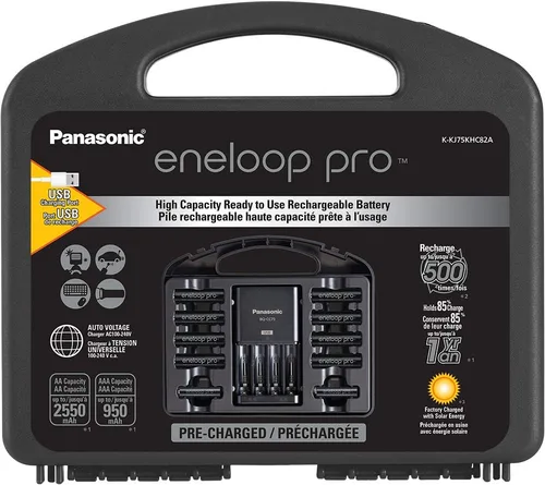 Miniatura 2 de Panasonic K-KJ75KHC82A Eneloop pro - Baterías recargables de alta capacidad 8AA y Panasonic BK-4HCCA12FA pro AAA baterías recargables precargadas