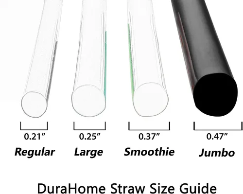 Miniatura 8 de Pajitas de batido negras jumbo extra anchas envueltas individualmente, paquete de 100 unidades, licuado de 0.47 pulgadas, sin BPA, popote de té