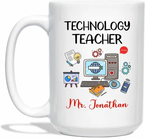 Miniatura 20 de Taza de café personalizada para profesor de arte, taza de café de cerámica para profesores de arte, regalos para graduación, taza de té blanca
