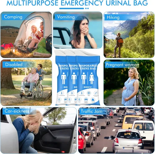Miniatura 2 de DIBBATU Bolsa de orina desechable, 12/24 bolsas de orina para viajes para mujeres/hombres, bolsa de urinario portátil de emergencia de 27.1 fl oz