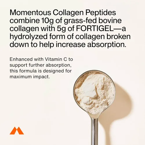 Miniatura 13 de Momentous - Polvo de péptidos de colágeno alimentado con pasto - Polvo de proteína de colágeno con Fortigel y vitamina C para el cabello, la piel