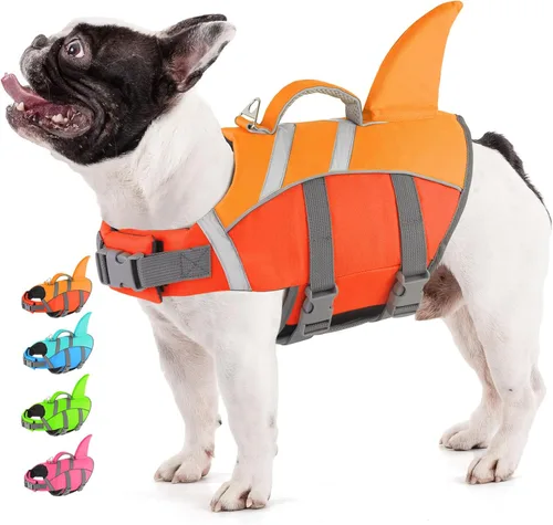 Miniatura 24 de Doglay Chaleco salvavidas para perro, tejido antidesgarros Ripstop, lindo chaleco salvavidas para perros con flotabilidad superior y asa de rescate