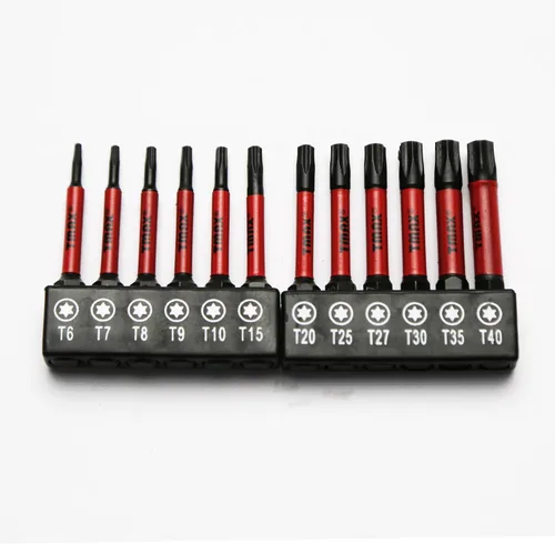 Miniatura 10 de TMAX Juego de puntas de destornillador de cabeza de estrella T6 Torx de 25 piezas, acero S2 de 6 puntos T-6 puntas de inserción de destornillador