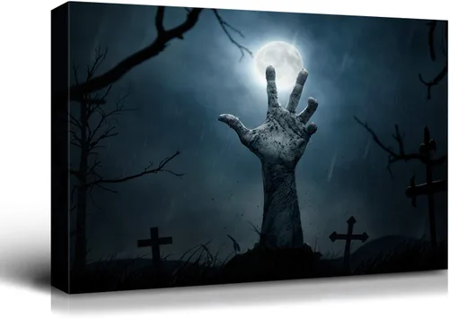 Miniatura 21 de Denozer - Pintura artística de pared de Halloween, impresión artística sobre lienzo para dormitorio, sala de estar, decoración de pared del hogar