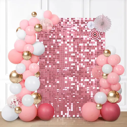 Miniatura 17 de 12 paneles cuadrados de lentejuelas brillantes para pared color azul claro (Baby Blue) telón de fondo decorativo para fiestas de bodas