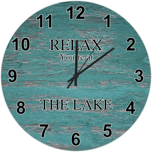 Miniatura 45 de UFunhome Reloj de pared de granja Lake Relax You're at The Lake Silent Non-Ticking Vintage Country reloj de grano de madera a pilas para el hogar