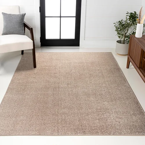 JONATHAN Y Haze - Alfombra sólida de pelo bajo color beige para interiores, 8 x 10 pies, estilo costero, bohemio, minimalista, clásica, fácil de