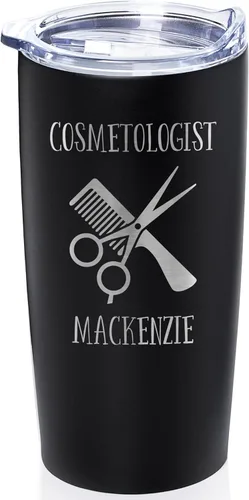 Miniatura 9 de Lifetime Creations Taza de acero inoxidable personalizada grabada con tapa para enfermera de 590 ml (blanca) - Regalo personalizado para enfermera