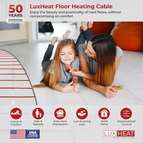 Miniatura 2 de LuxHeat Kit de cable de calefacción de suelo de 10 pies cuadrados - Sistema de calefacción por suelo radiante de 120 V - Sistema de suelo