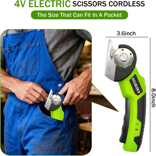 Miniatura 4 de High-Speed Cardboard Cutter, Cordless Rechargeable Electric Scissors with Safety Lock and LED Light, Rotating Blade for Cardboard Fabric Carpet