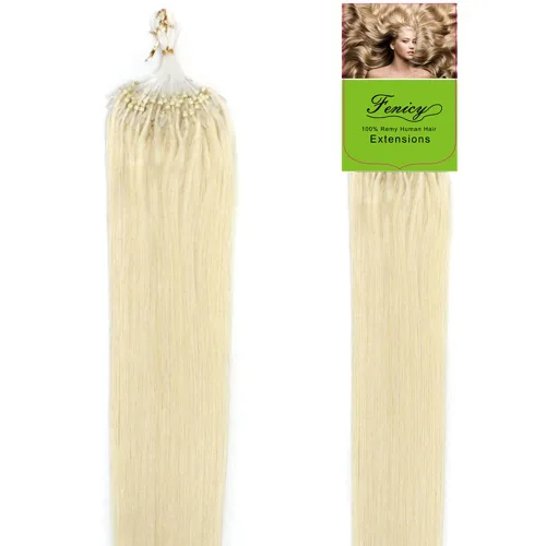 Miniatura 4 de Extensiones de cabello humano Remy, cuentas de micro anillo, punta de bucle, 100S AAAAAA (16 pulgadas, 0.01 oz/s, 10 marrón ceniza)
