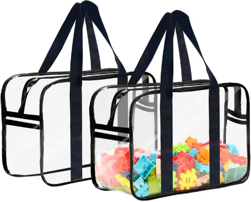 Miniatura 11 de Bolsa de almacenamiento transparente con cremallera, bolsas organizadoras para viajes en casa con asas, para bloques de construcción, rompecabezas