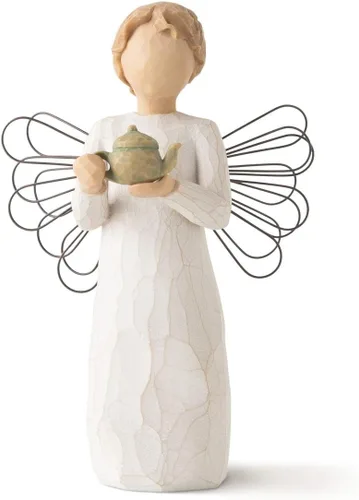 Willow Tree Ángel de la cocina, cálida comodidad entre amigos, ángel sostiene tetera como gesto de bienvenida, un regalo para celebrar amistades de
