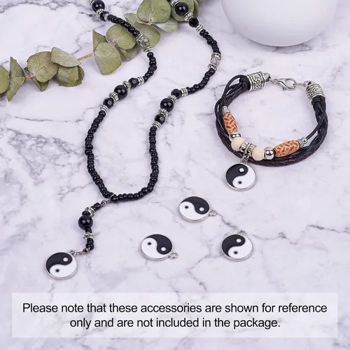 Miniatura 3 de KISSITTY 20 dijes de esmalte Yin Yang de 0.827 x 0.709 in, esmalte de doble cara para yoga, meditación, colgantes para aretes, collares, pulseras
